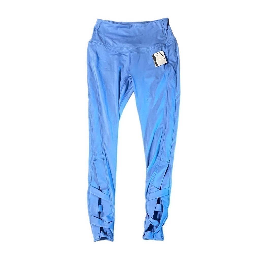 New Free People FP Movement Blue XS Leggings Strappy Bottoms NWT Yoga Jogging